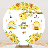 Aperturee - Little Bee Honeycomb Round Gender Reveal Backdrop